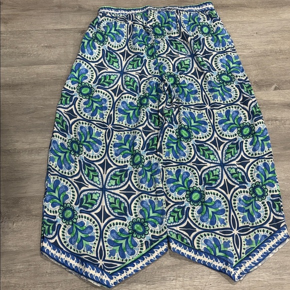Haute Hippie Boho Wide Leg Pants Blue Green White Patterned Size Large - Picture 6 of 7